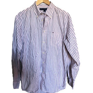 Tommy Hilfiger Striped Cotton Oxford Coastal Button Down Shirt Medium